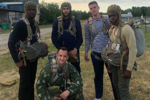 International students of Gubkin University made their first parachute jump